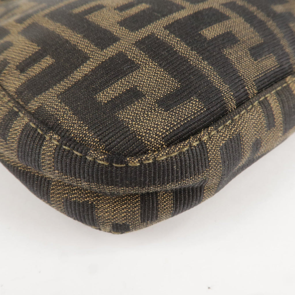 FENDI Zucca Canvas Leather Shoulder Bag Brown Black 26569