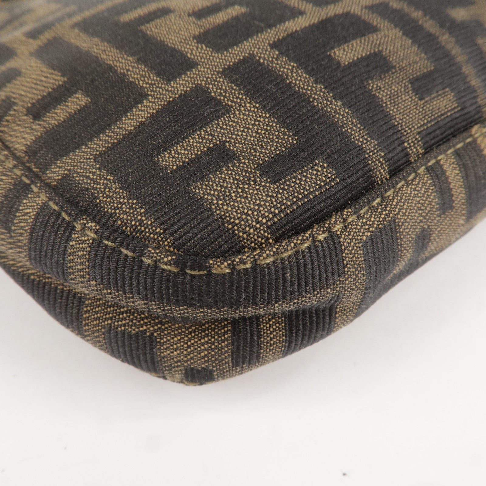 FENDI Zucca Canvas Leather Shoulder Bag Brown Black 26569