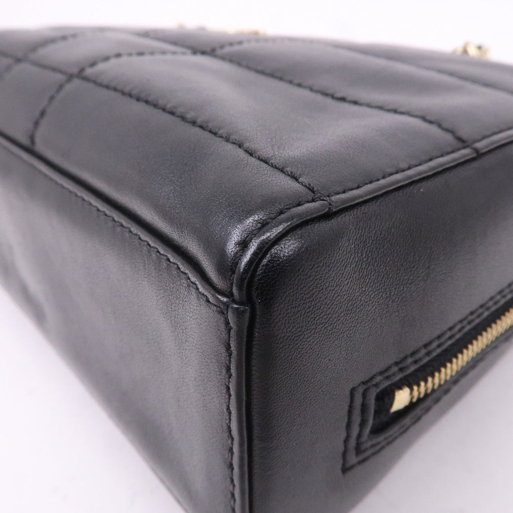 CHANEL Chocolate Bar Lamb Skin Chain Shoulder Bag Black