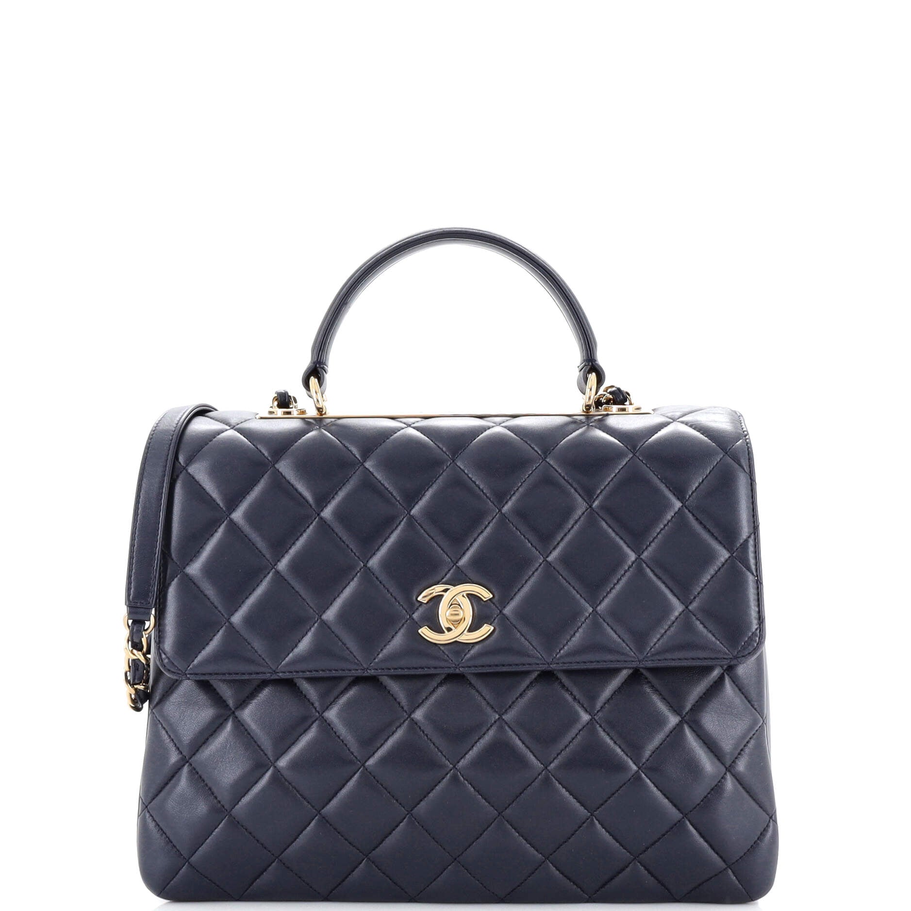 CHANEL Trendy CC Top Handle Bag Quilted Lambskin Large