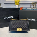 CHL Boy Handbag Gold Toned Hardware Black For Women, Women’s Bags, Shoulder And Crossbody Bags 9.8in/25cm A67086