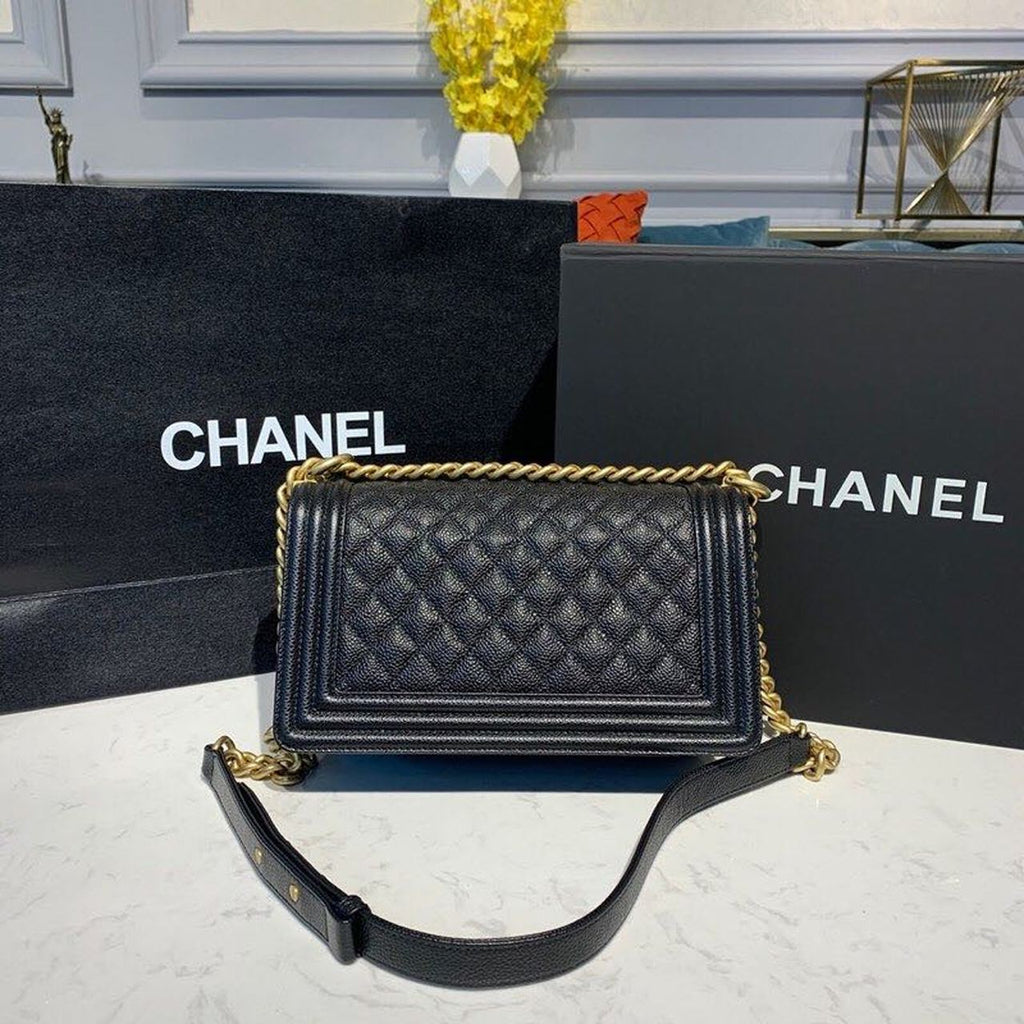 CHL Boy Handbag Gold Toned Hardware Black For Women, Women’s Bags, Shoulder And Crossbody Bags 9.8in/25cm A67086
