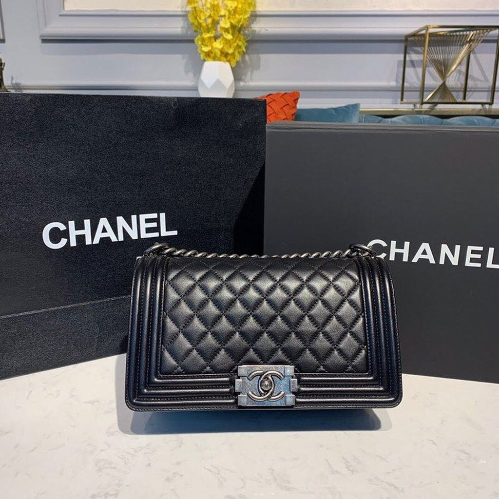CHL Boy Handbag Silver Hardware Black For Women, Women’s Bags, Shoulder And Crossbody Bags 9.8in/25cm A67086