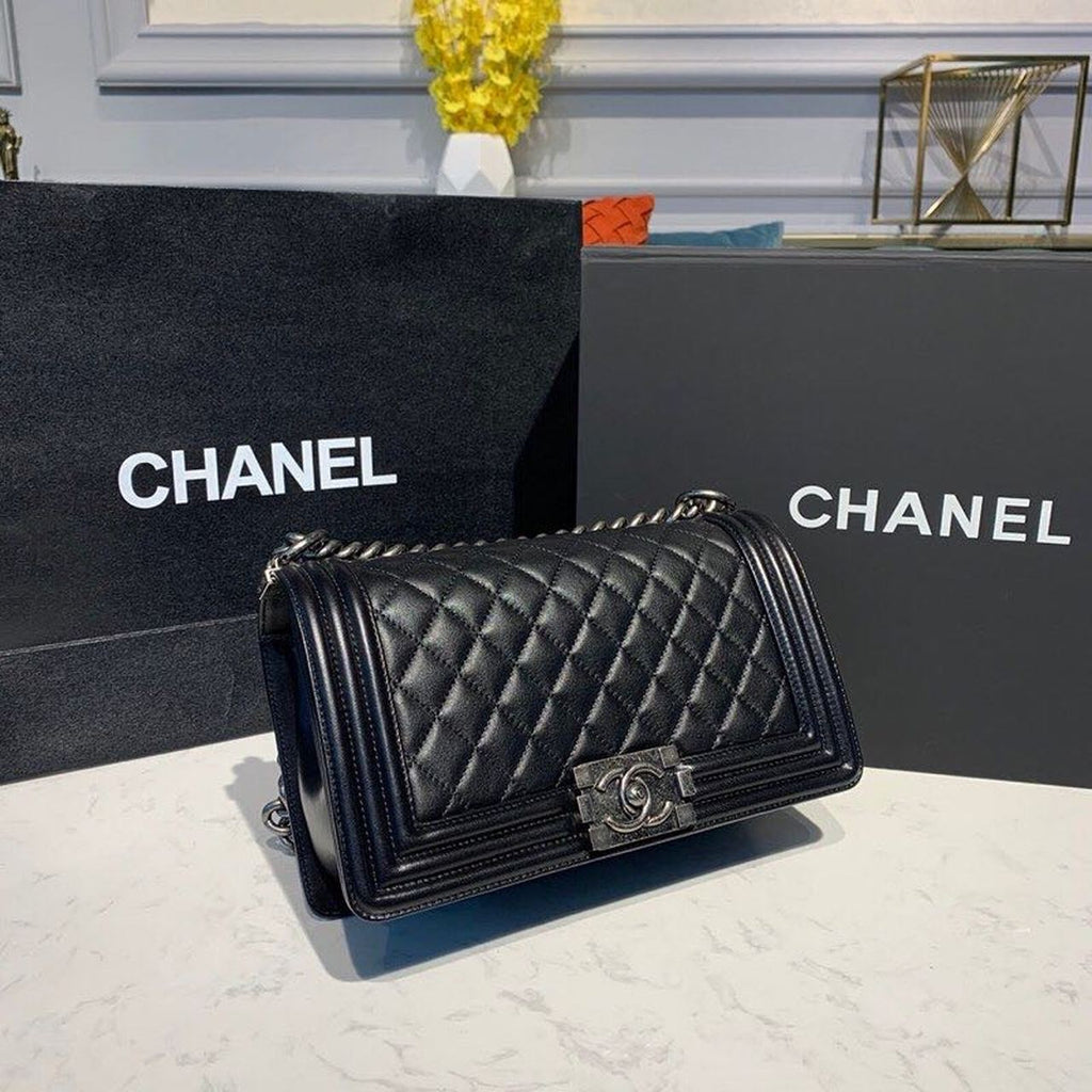 CHL Boy Handbag Silver Hardware Black For Women, Women’s Bags, Shoulder And Crossbody Bags 9.8in/25cm A67086