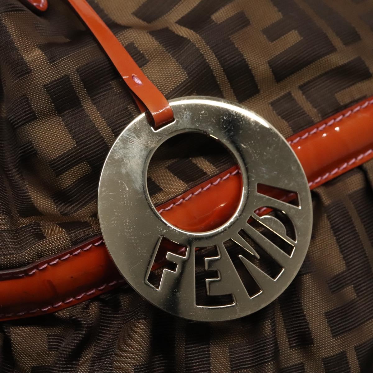 FENDI Zucca Canvas Shoulder Bag Brown Black 110282