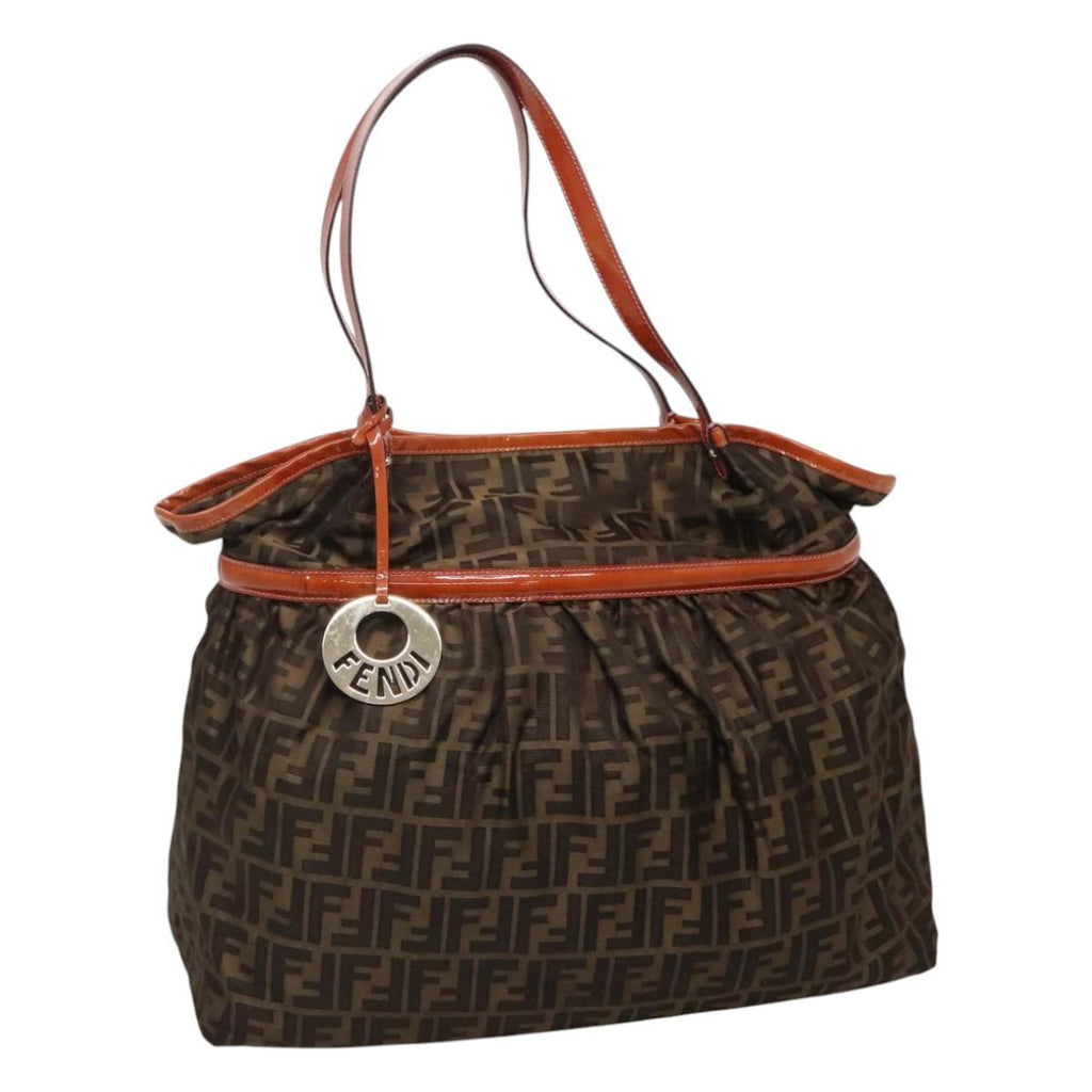 FENDI Zucca Canvas Shoulder Bag Brown Black 110282