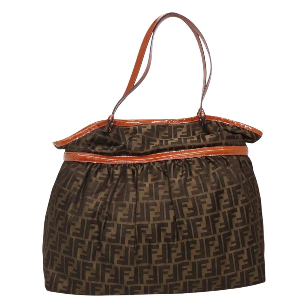 FENDI Zucca Canvas Shoulder Bag Brown Black 110282