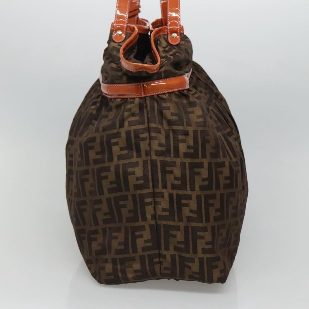 FENDI Zucca Canvas Shoulder Bag Brown Black 110282