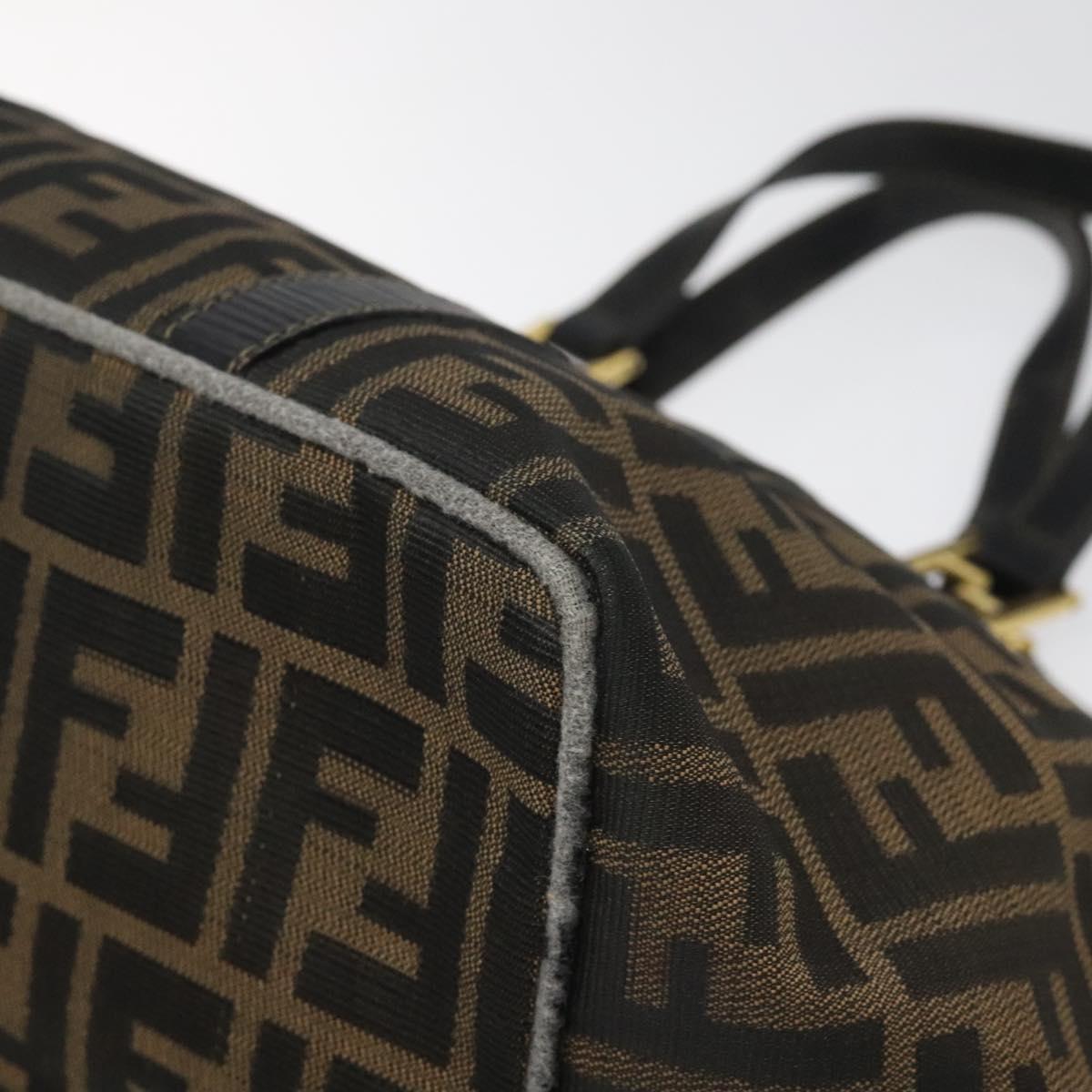 FENDI Zucca Canvas Hand Bag Brown Black gold 110407