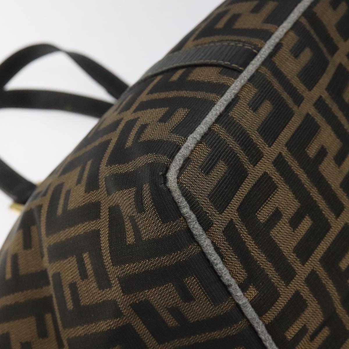 FENDI Zucca Canvas Hand Bag Brown Black gold 110407