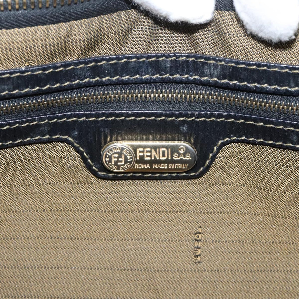 FENDI Zucca Canvas Hand Bag Brown Black gold 110407
