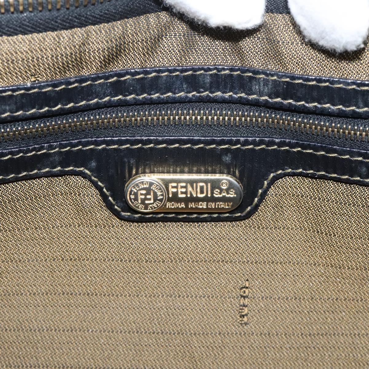 FENDI Zucca Canvas Hand Bag Brown Black gold 110407