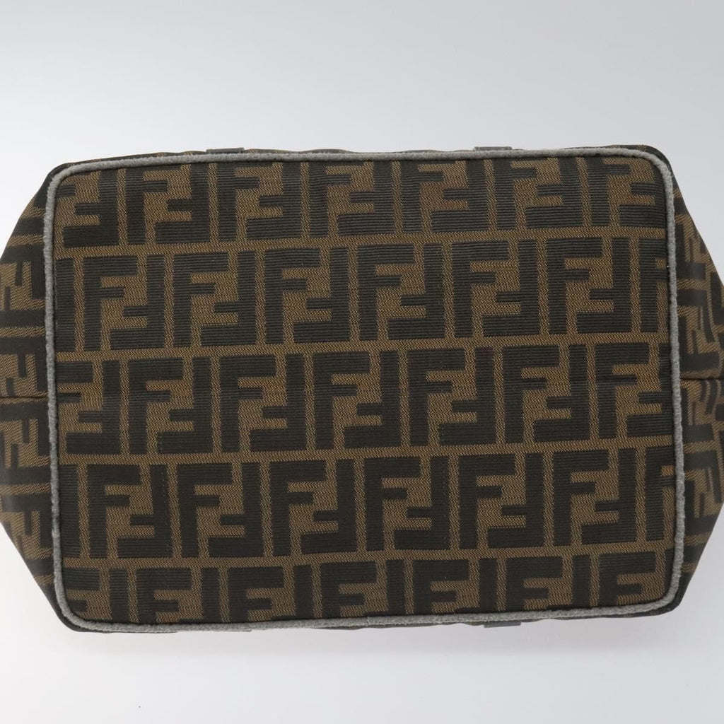 FENDI Zucca Canvas Hand Bag Brown Black gold 110407