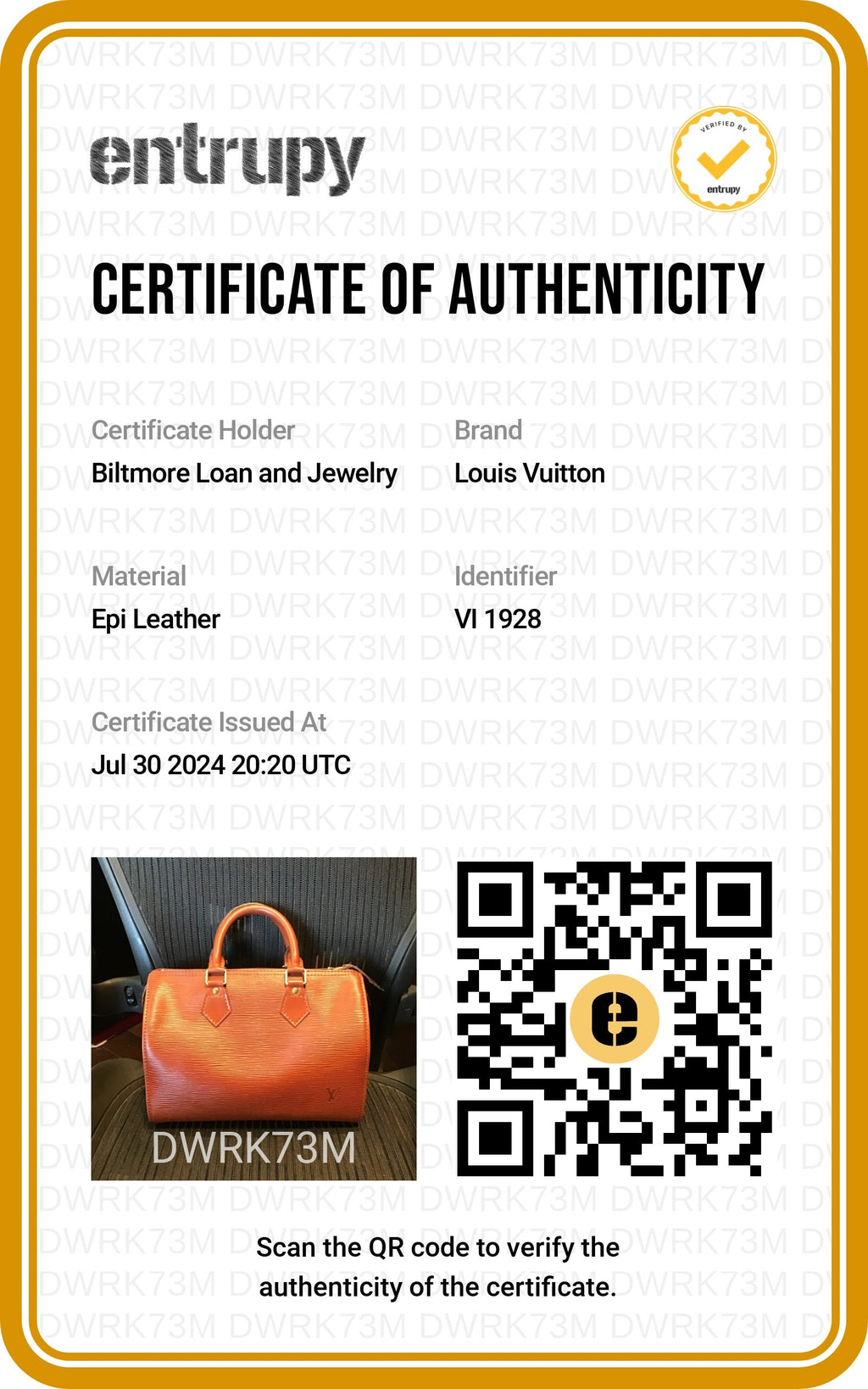 Louis Vuitton Vintage EPI Kenyan Brown Speedy 25 Bag