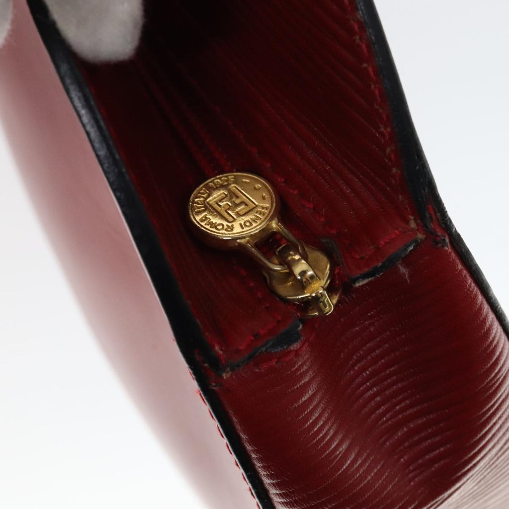 FENDI Shoulder Bag Leather Red Gold 110676