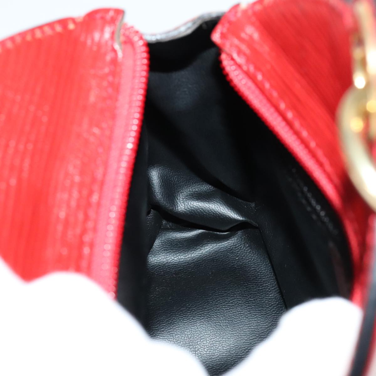 FENDI Shoulder Bag Leather Red Gold 110676