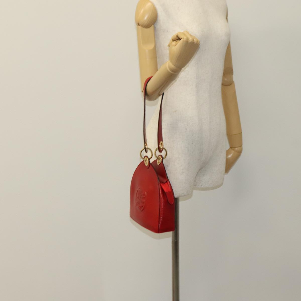 FENDI Shoulder Bag Leather Red Gold 110676