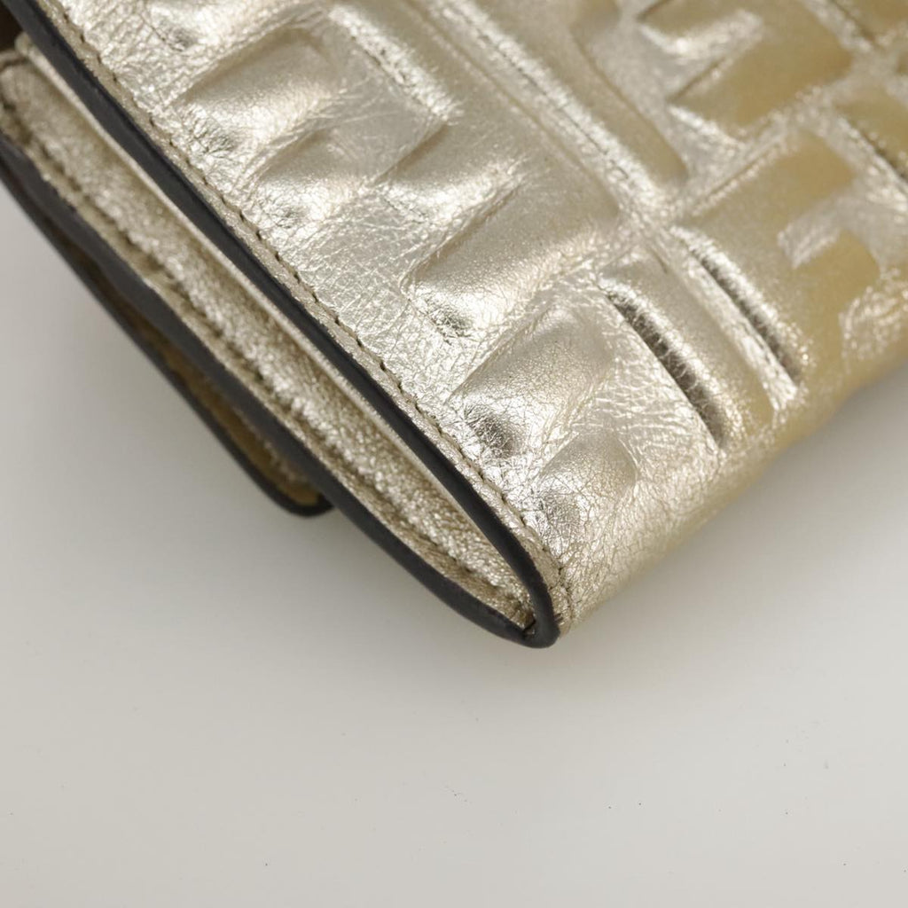 FENDI Zucca Canvas Long Wallet Leather Gold 110760