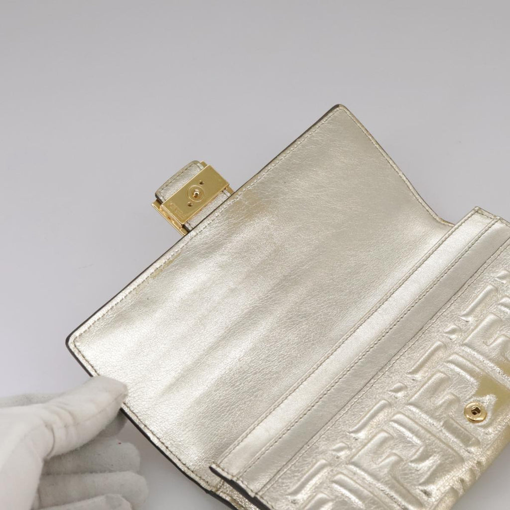 FENDI Zucca Canvas Long Wallet Leather Gold 110760
