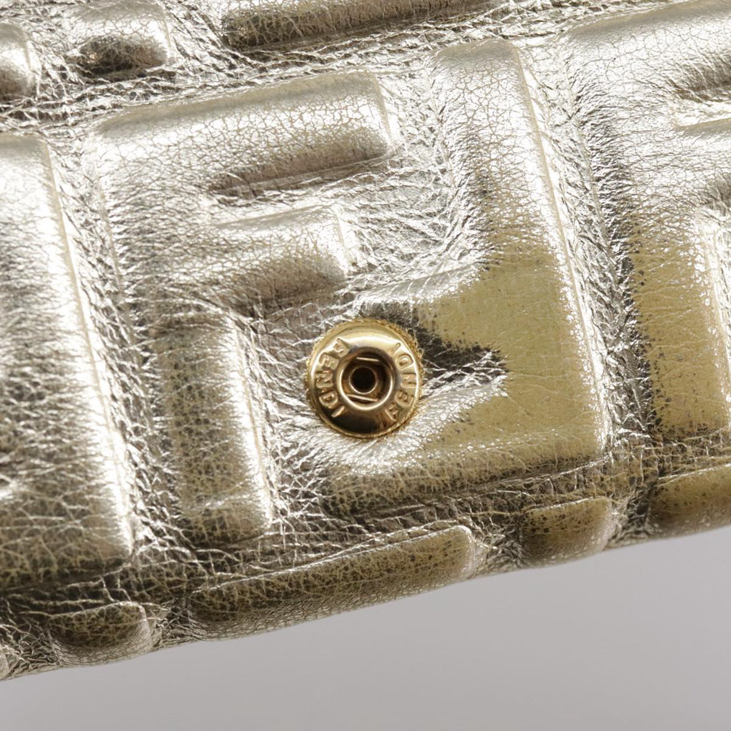 FENDI Zucca Canvas Long Wallet Leather Gold 110760