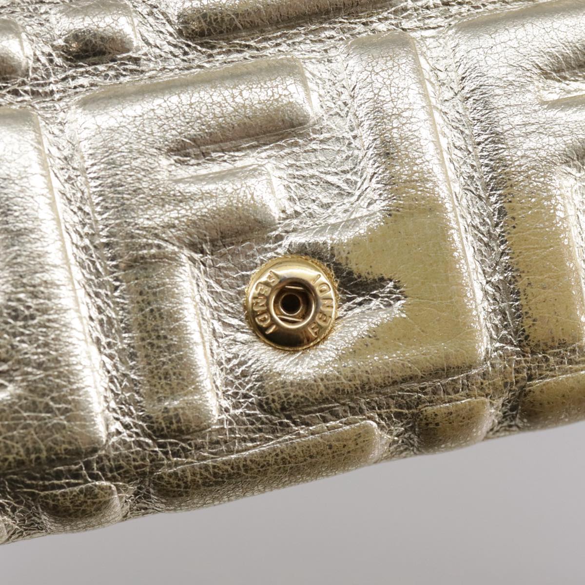 FENDI Zucca Canvas Long Wallet Leather Gold 110760