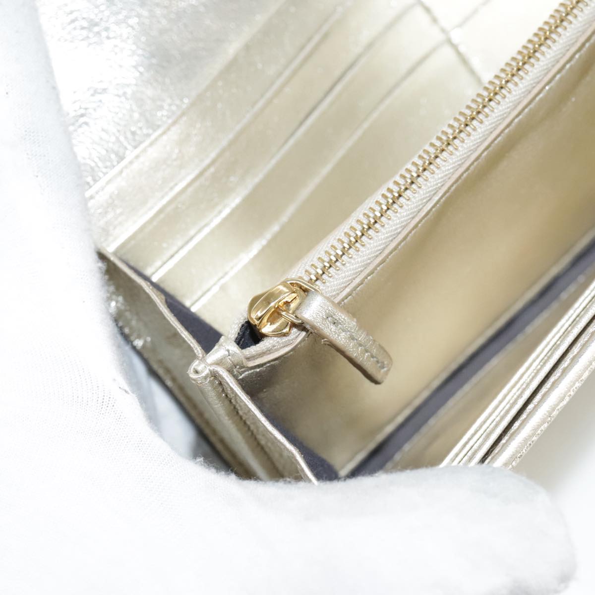 FENDI Zucca Canvas Long Wallet Leather Gold 110760