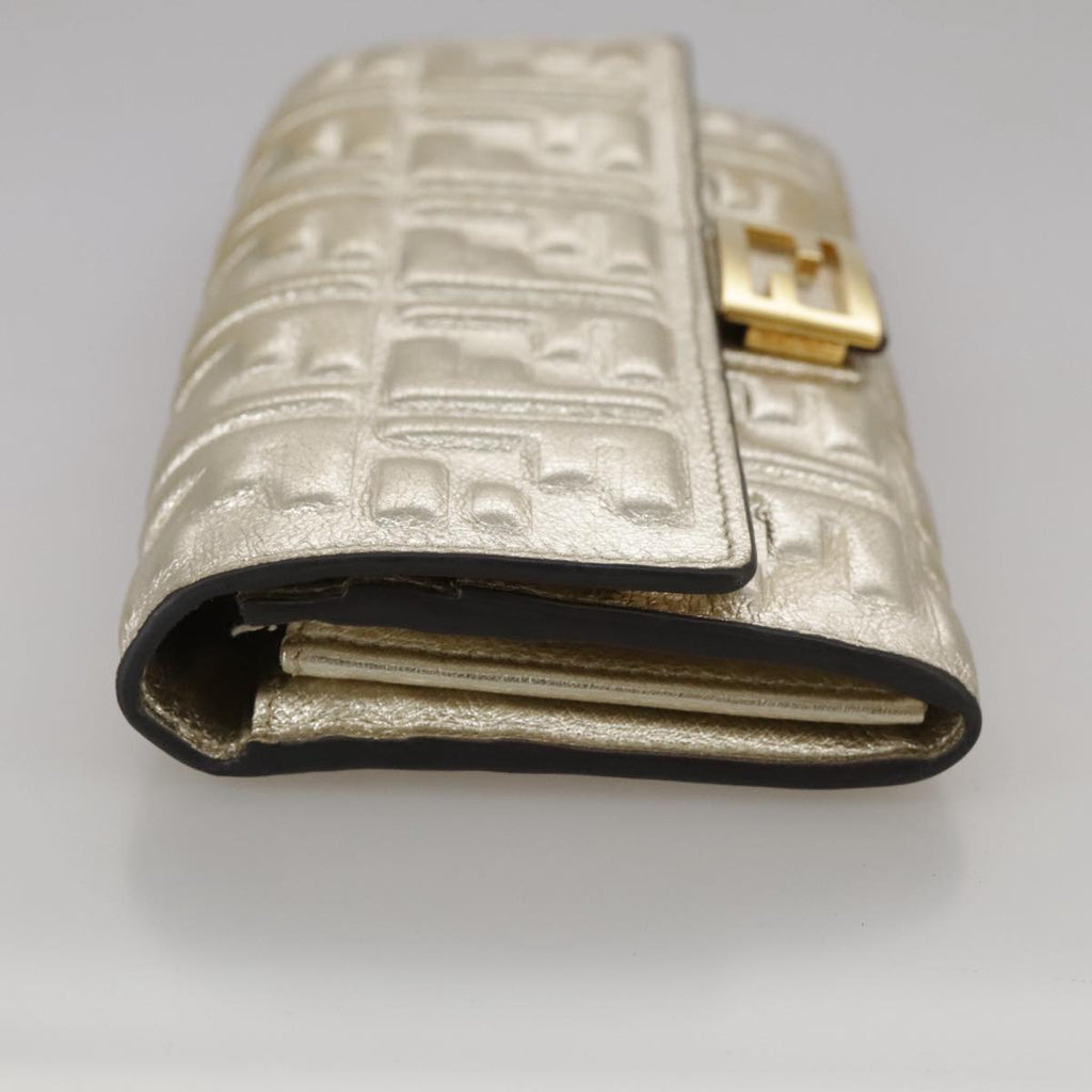 FENDI Zucca Canvas Long Wallet Leather Gold 110760