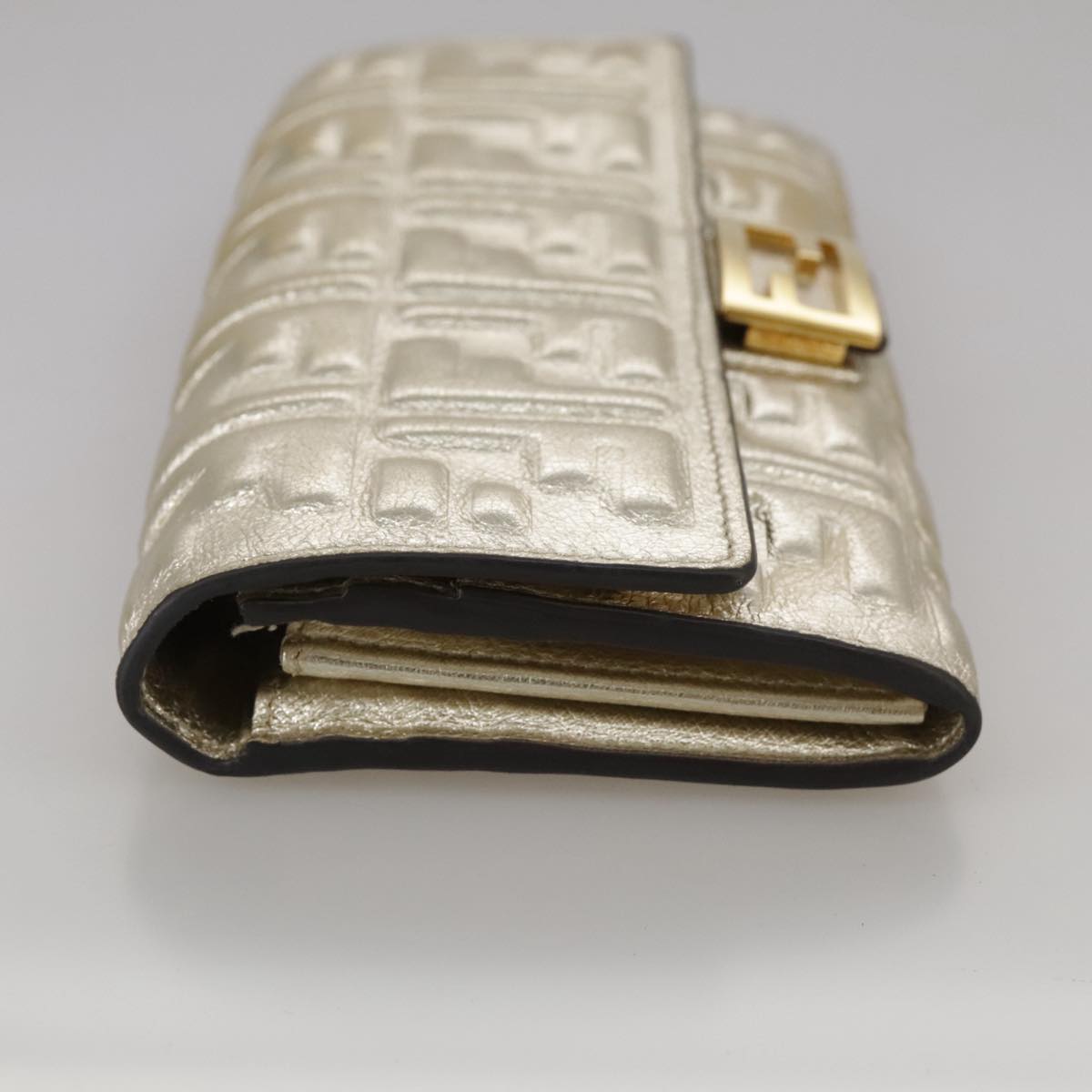 FENDI Zucca Canvas Long Wallet Leather Gold 110760