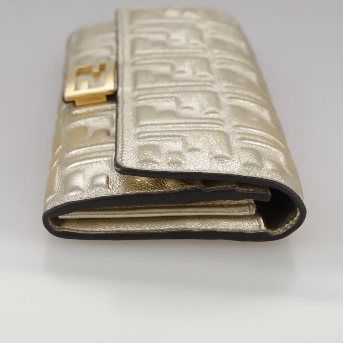 FENDI Zucca Canvas Long Wallet Leather Gold 110760