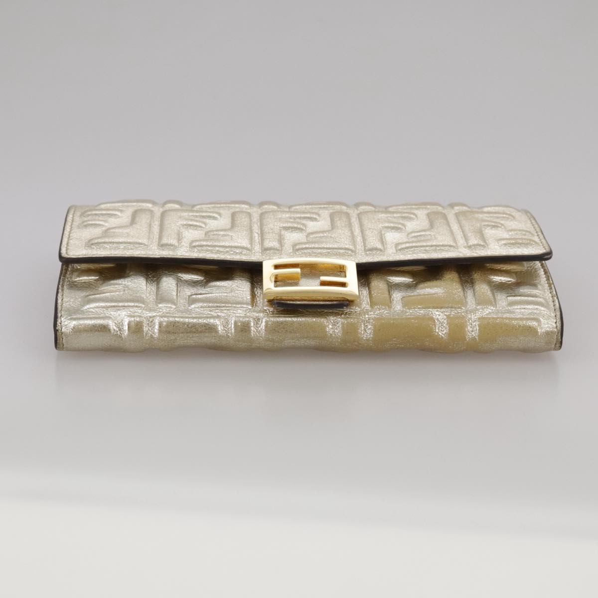 FENDI Zucca Canvas Long Wallet Leather Gold 110760