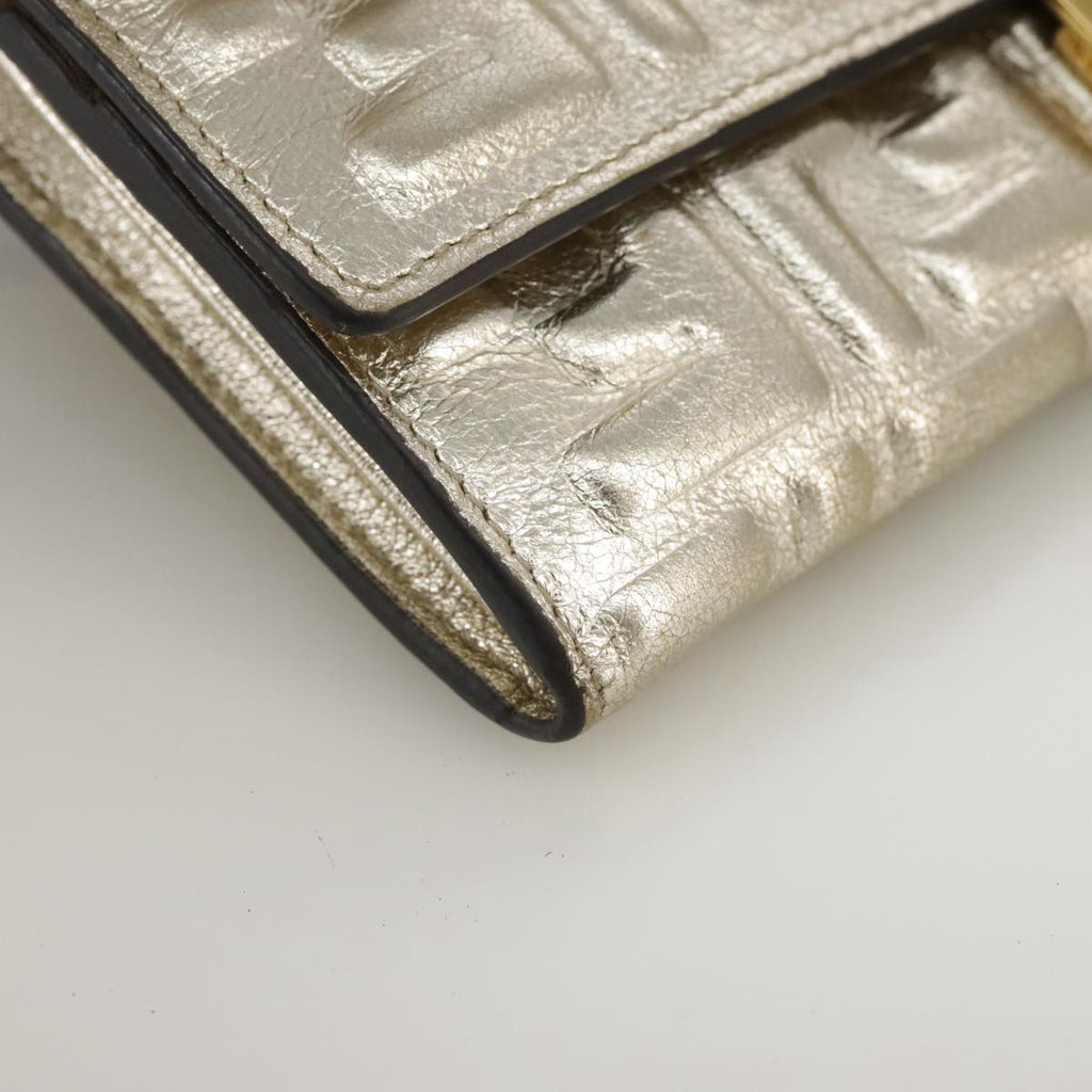 FENDI Zucca Canvas Long Wallet Leather Gold 110760