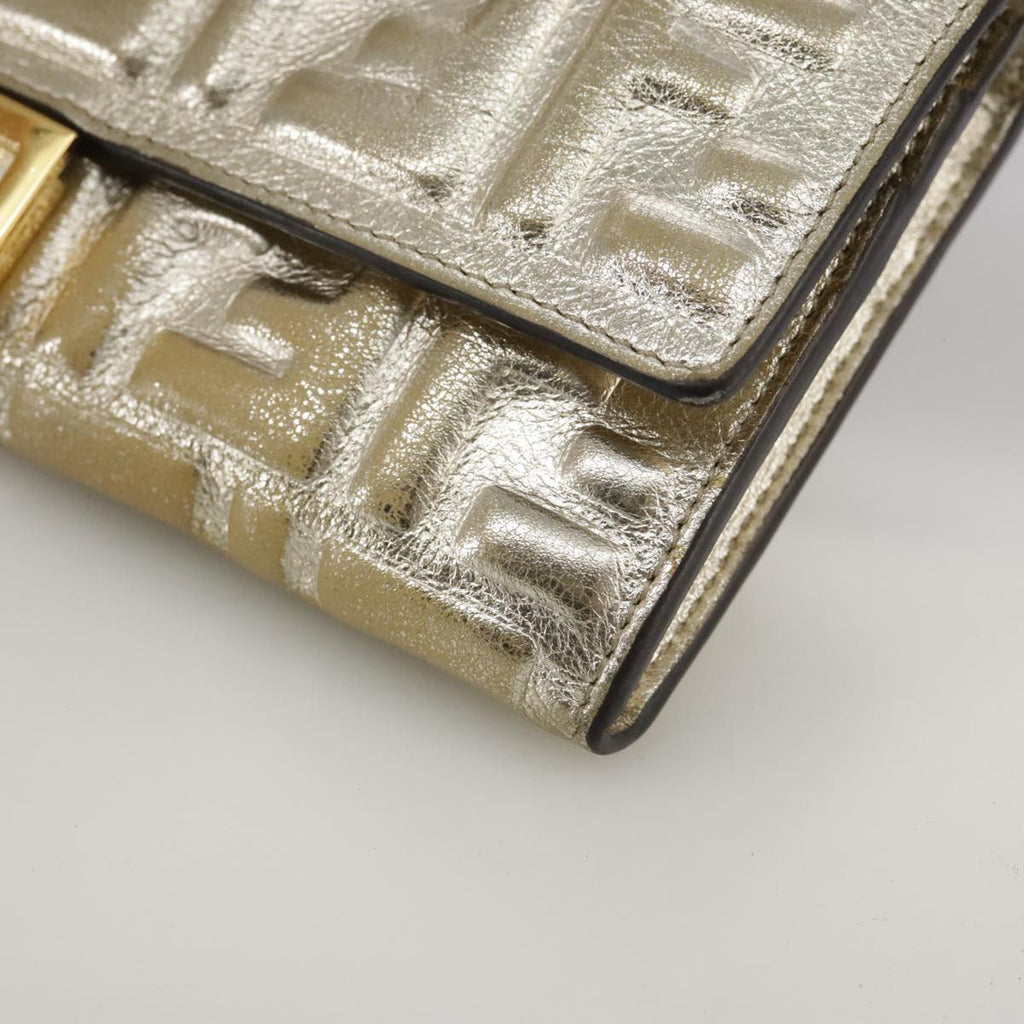 FENDI Zucca Canvas Long Wallet Leather Gold 110760