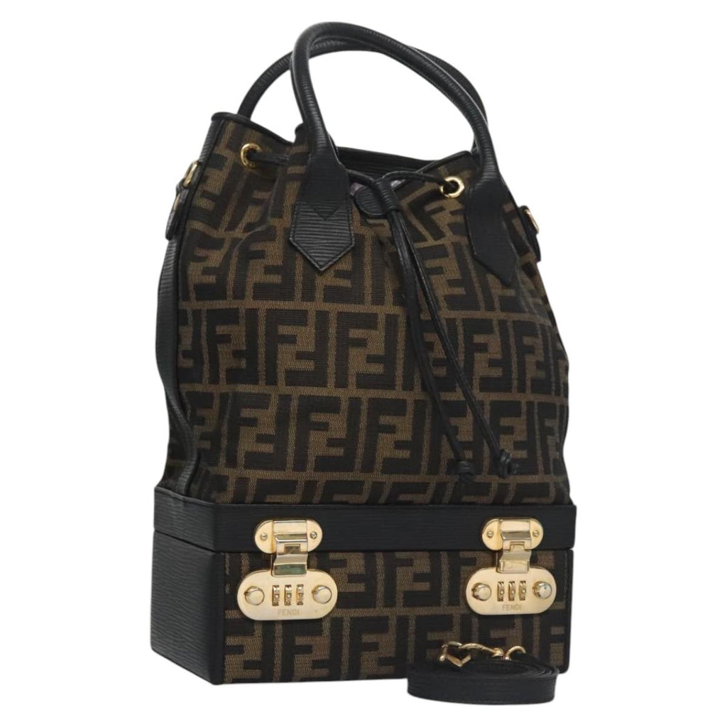FENDI Zucca Canvas Hand Bag 2way Brown Black 110819