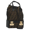 FENDI Zucca Canvas Hand Bag 2way Brown Black 110819