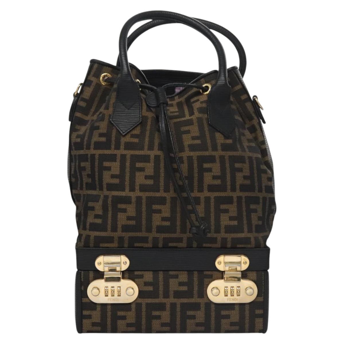 FENDI Zucca Canvas Hand Bag 2way Brown Black 110819