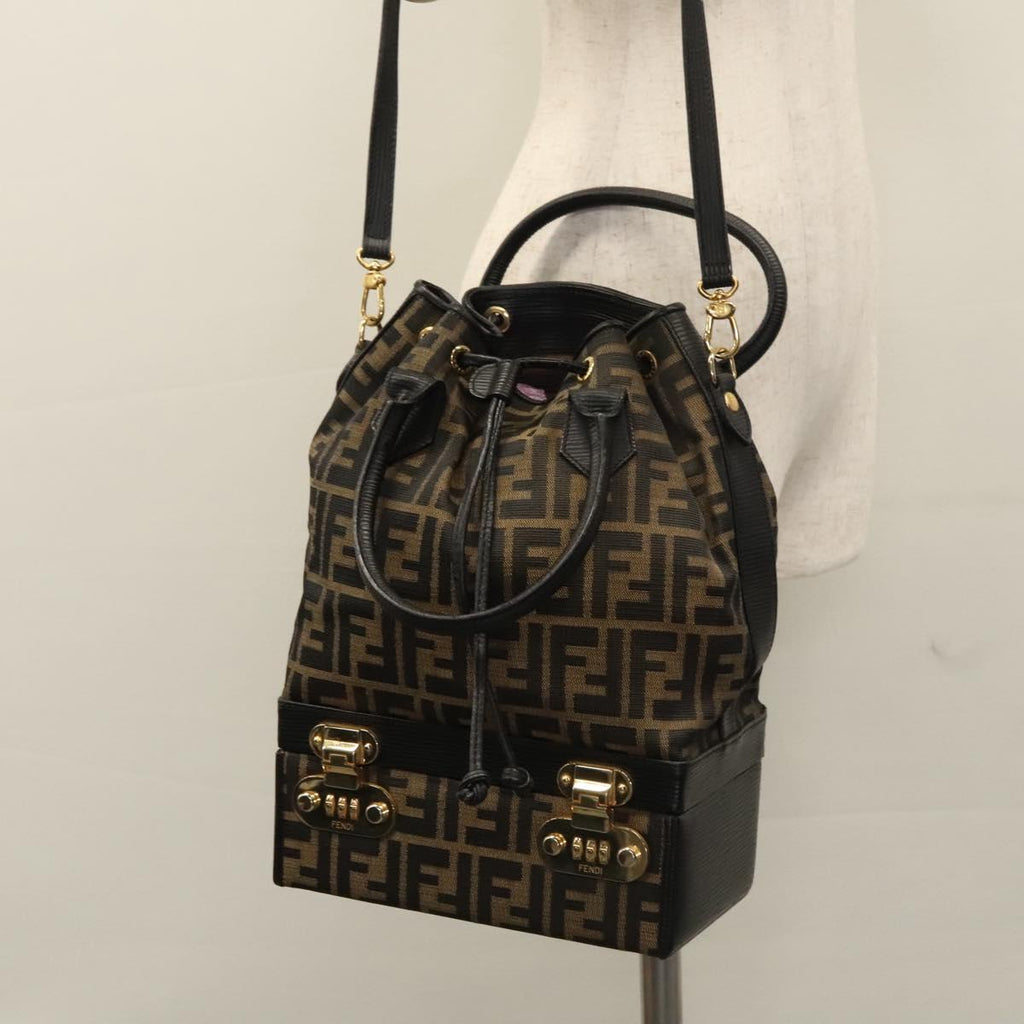 FENDI Zucca Canvas Hand Bag 2way Brown Black 110819