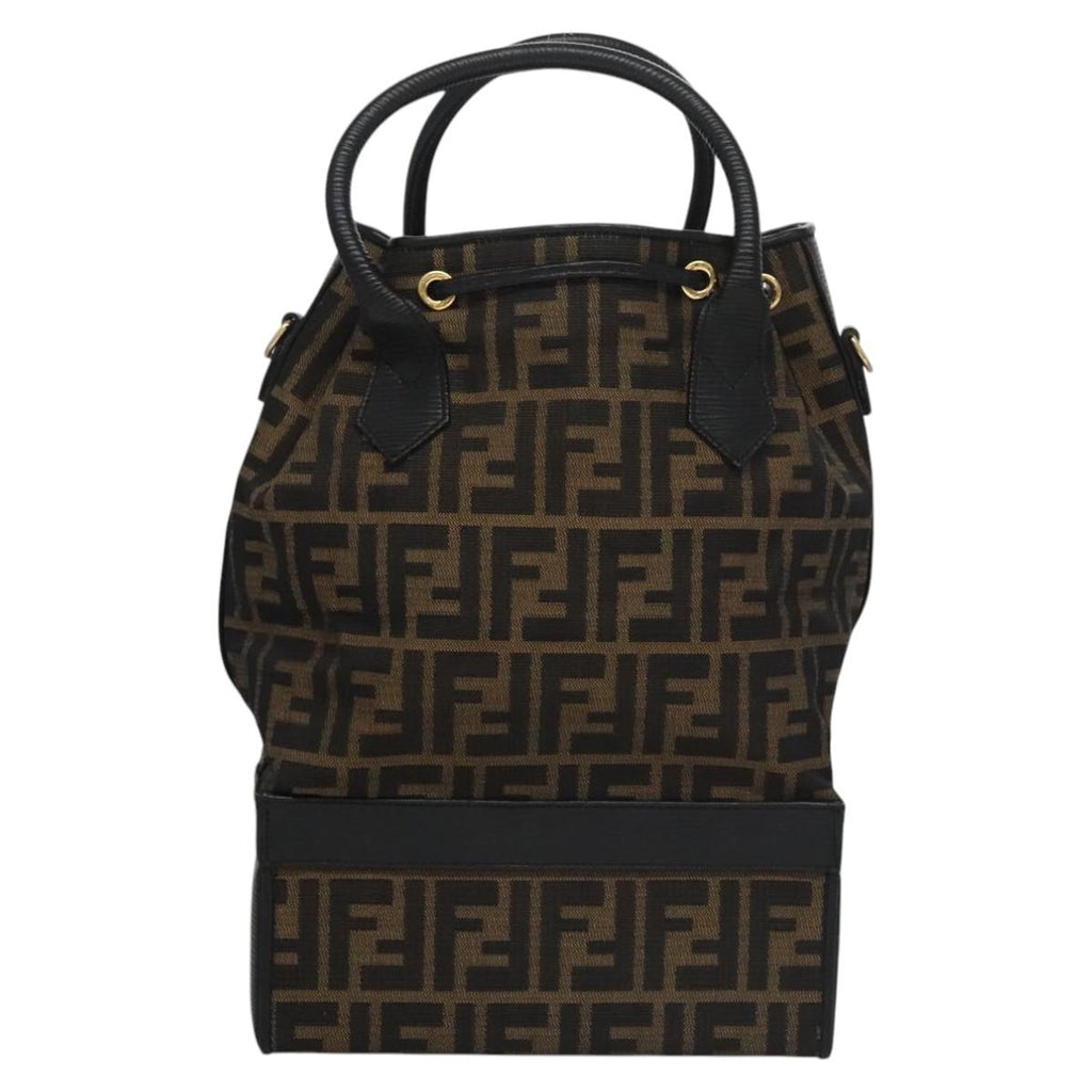 FENDI Zucca Canvas Hand Bag 2way Brown Black 110819