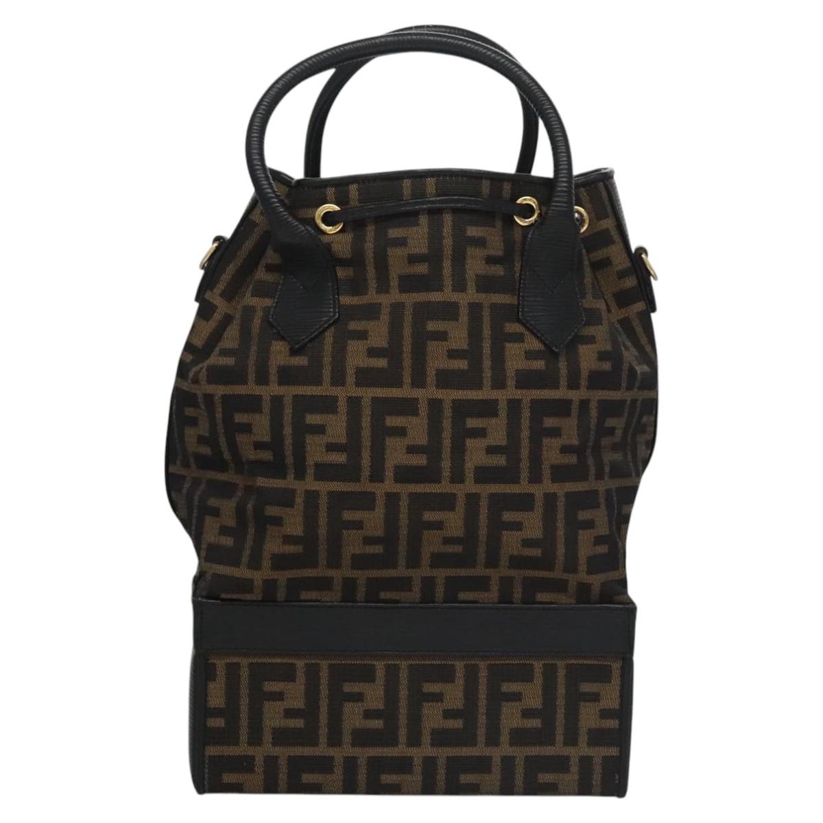 FENDI Zucca Canvas Hand Bag 2way Brown Black 110819