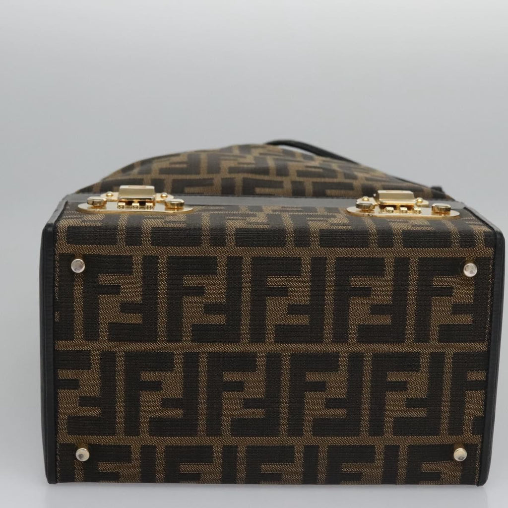 FENDI Zucca Canvas Hand Bag 2way Brown Black 110819