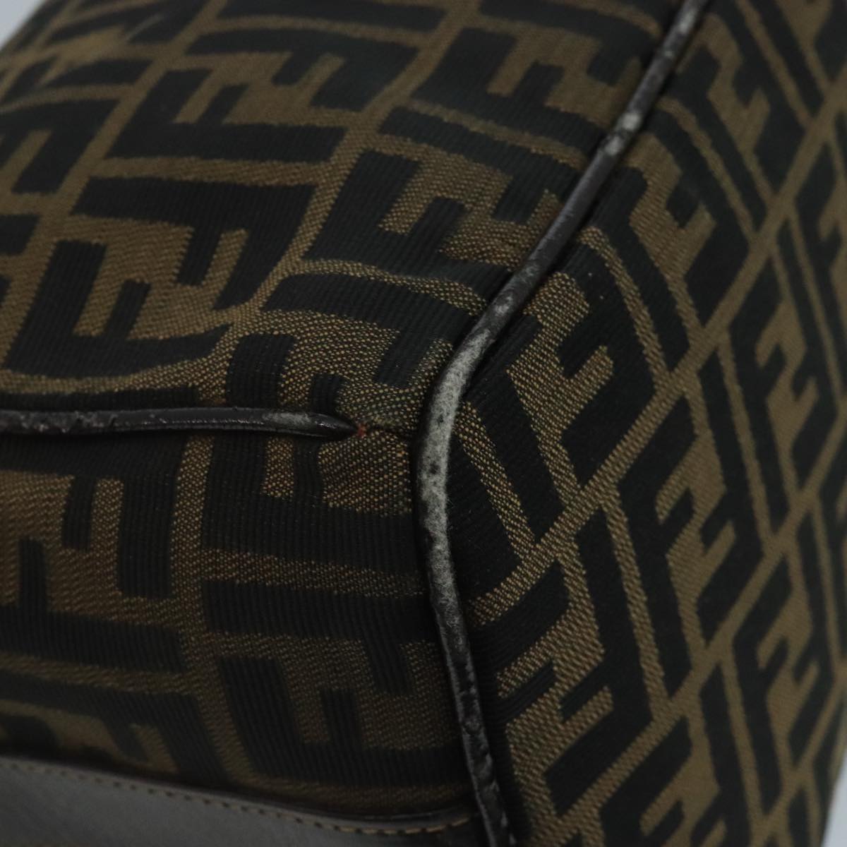 FENDI Zucca Canvas Vanity Pouch Brown Black gold 110820