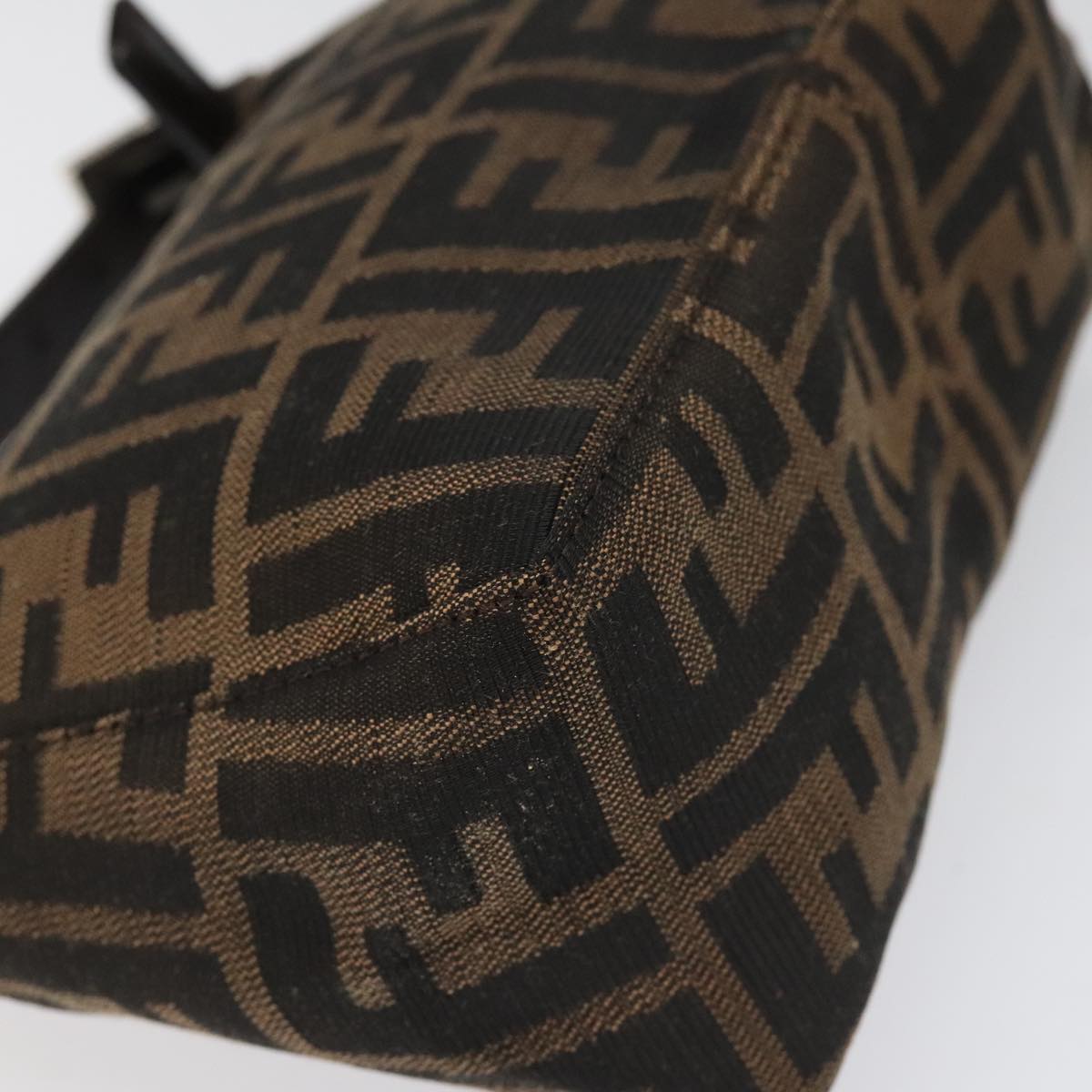 FENDI Zucca Canvas Hand Bag Brown Black 110881