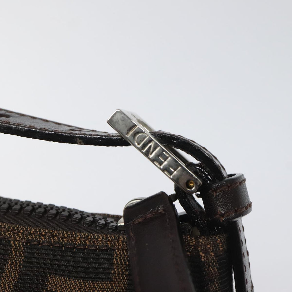 FENDI Zucca Canvas Hand Bag Brown Black 110881