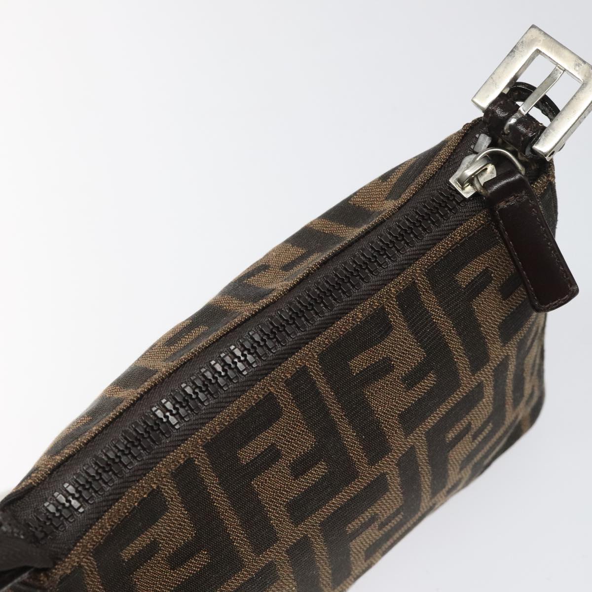 FENDI Zucca Canvas Hand Bag Brown Black 110881