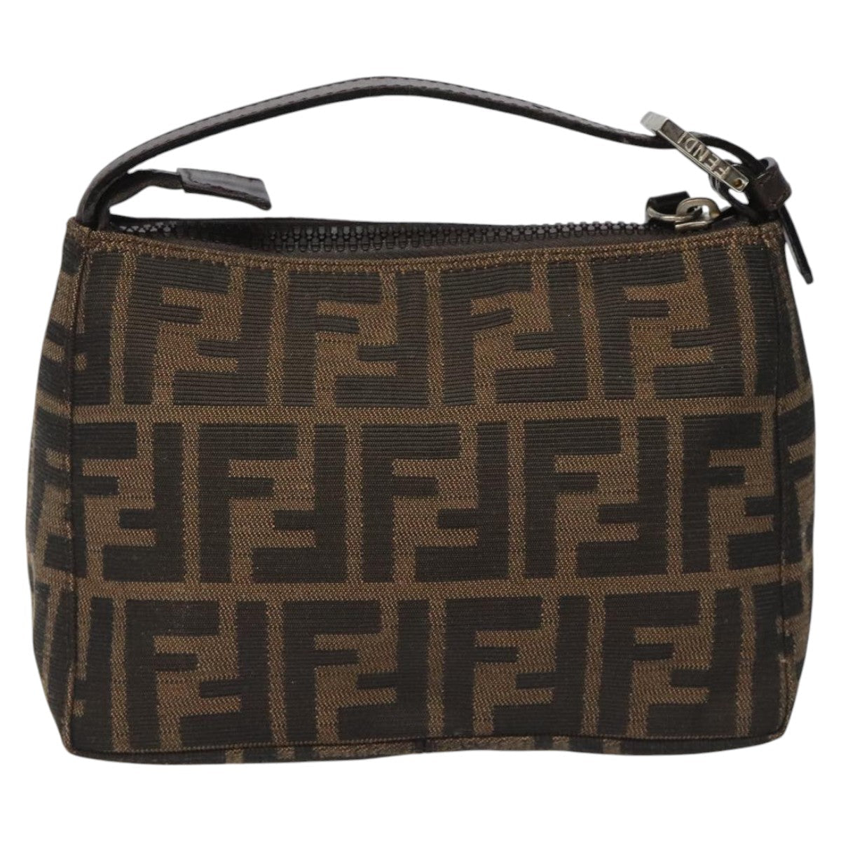 FENDI Zucca Canvas Hand Bag Brown Black 110881