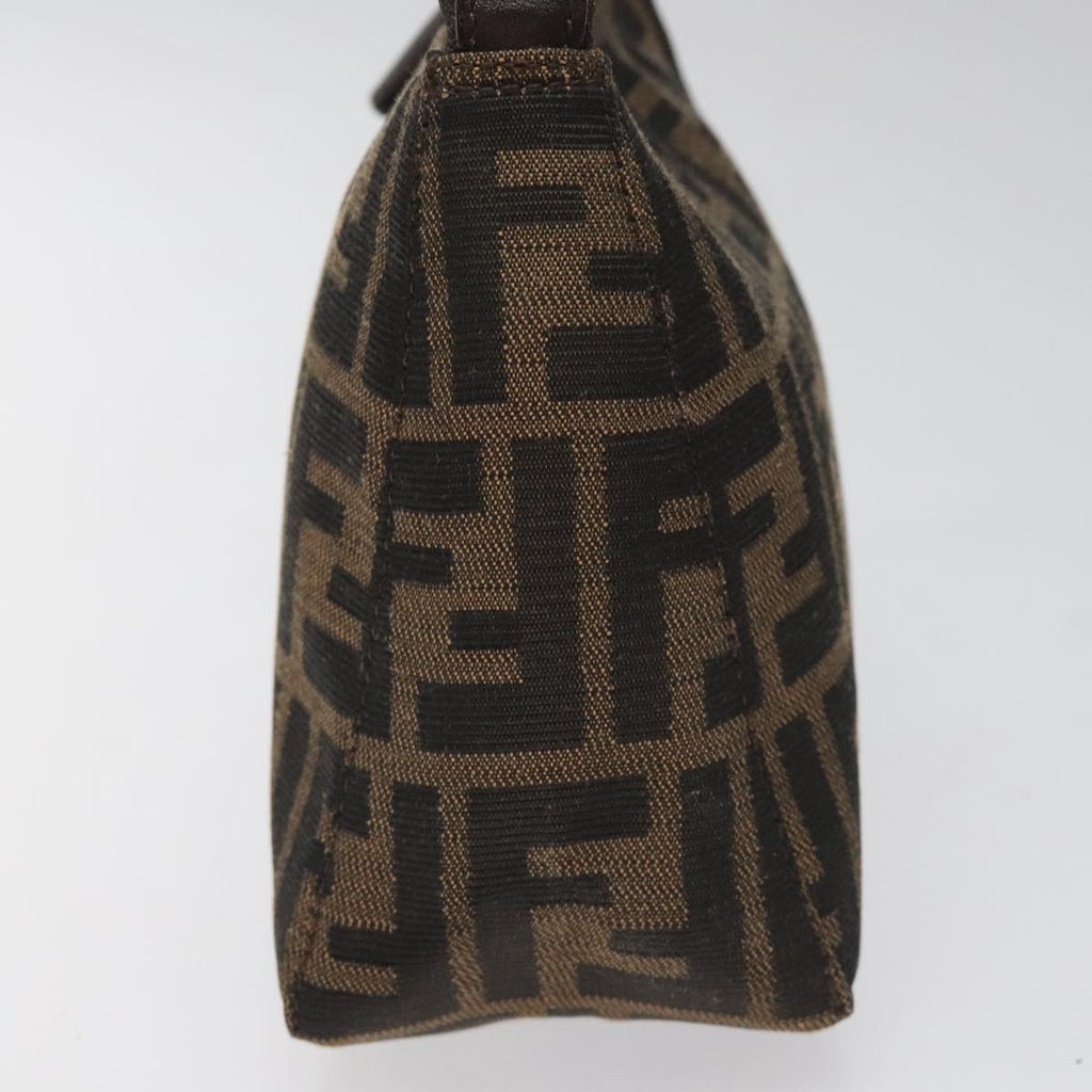 FENDI Zucca Canvas Hand Bag Brown Black 110881