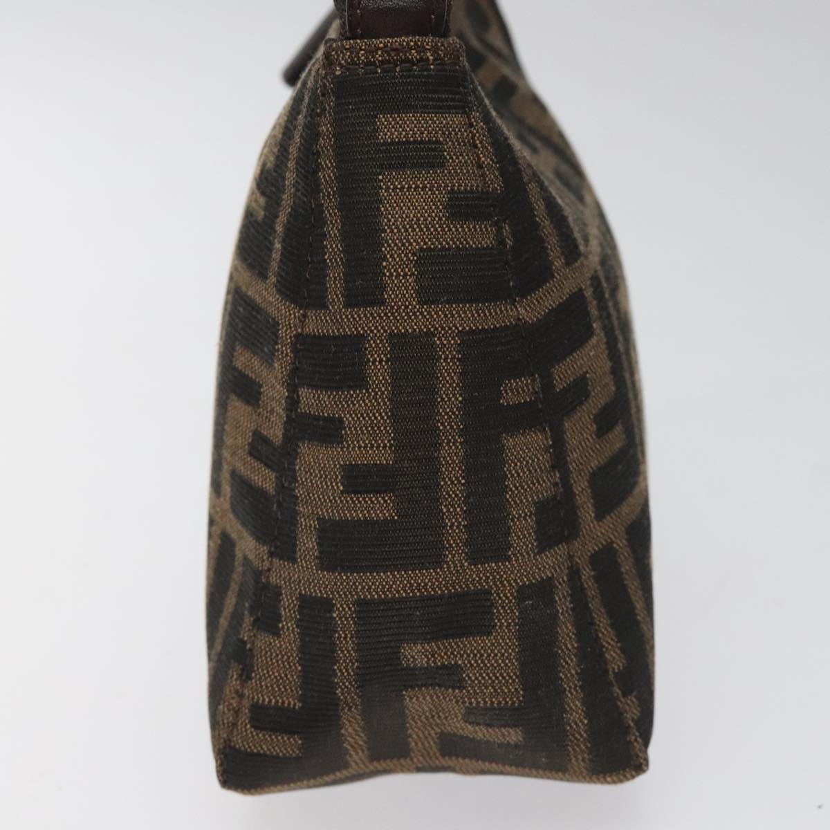 FENDI Zucca Canvas Hand Bag Brown Black 110881