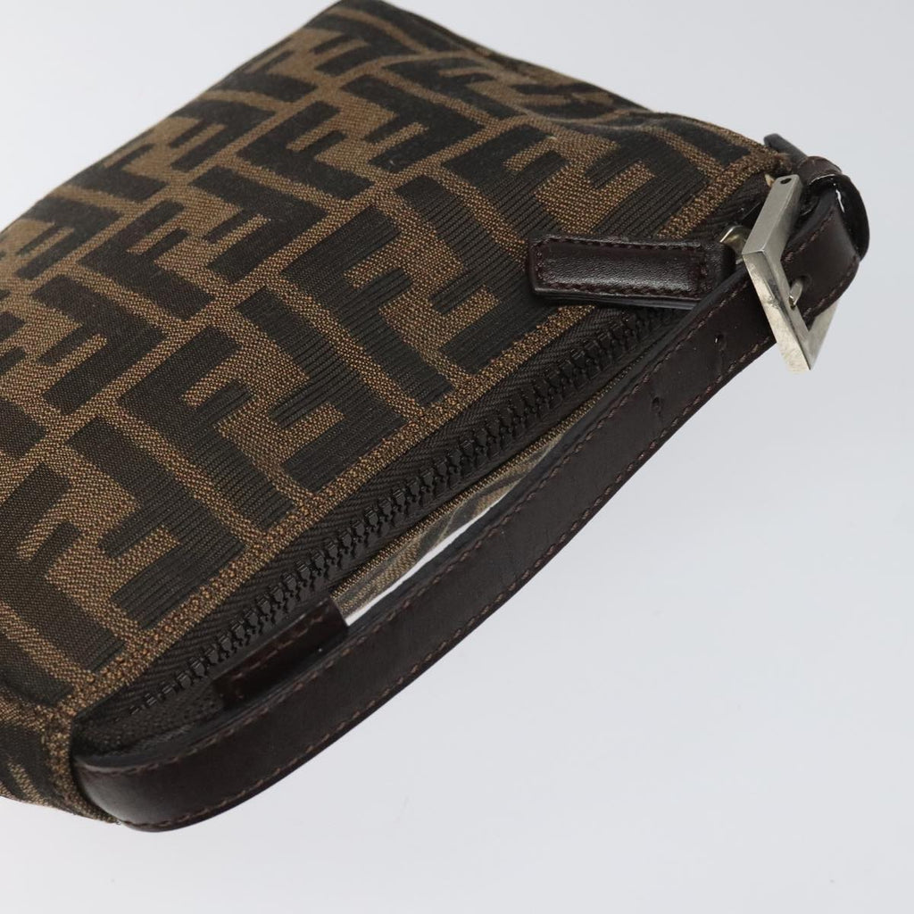 FENDI Zucca Canvas Hand Bag Brown Black 110881