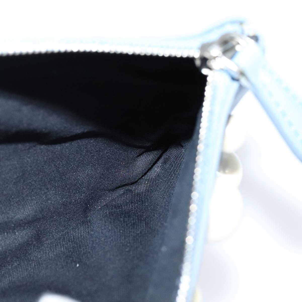 FENDI Triplet Clutch Bag Leather Blue White black 110886
