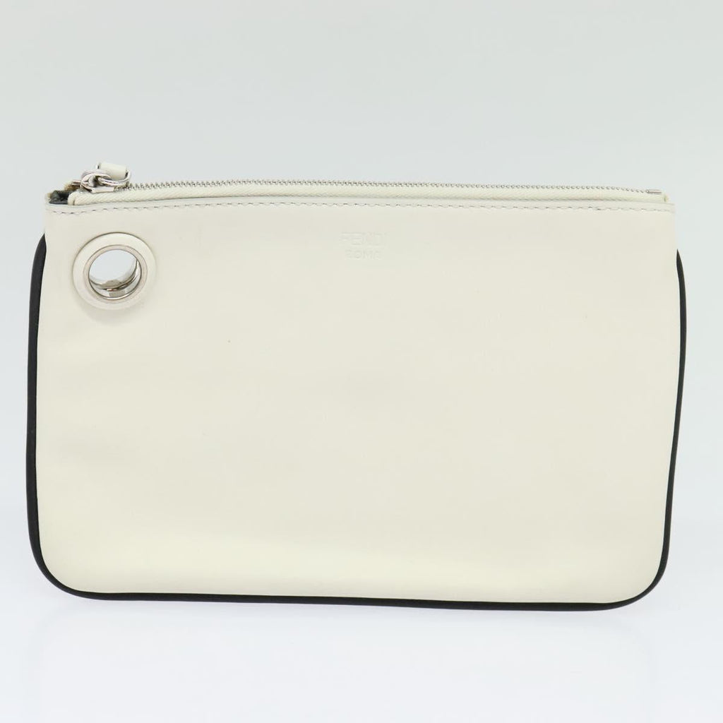 FENDI Triplet Clutch Bag Leather Blue White black 110886