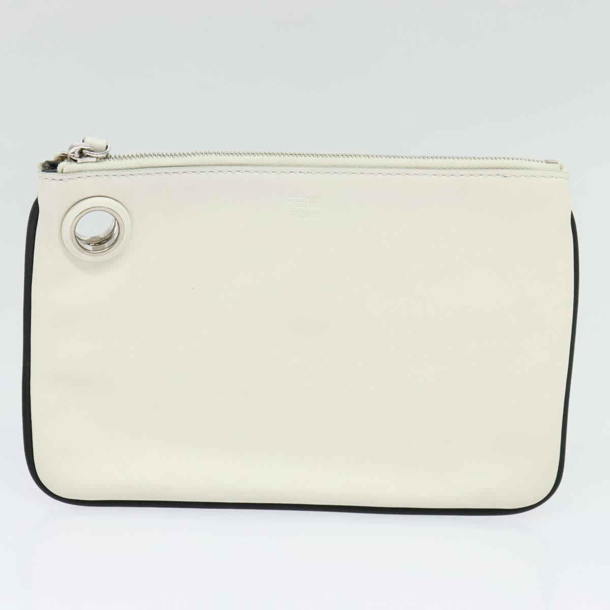 FENDI Triplet Clutch Bag Leather Blue White black 110886